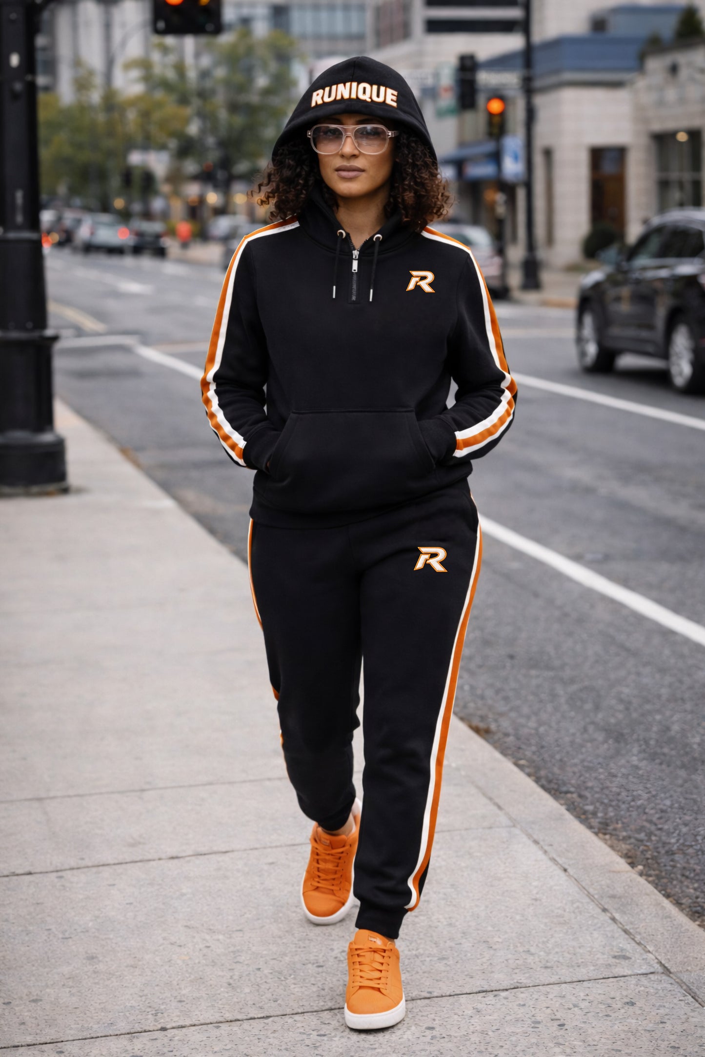 RUNIQUE Heritage Tracksuit – Black & Orange Signature Edition