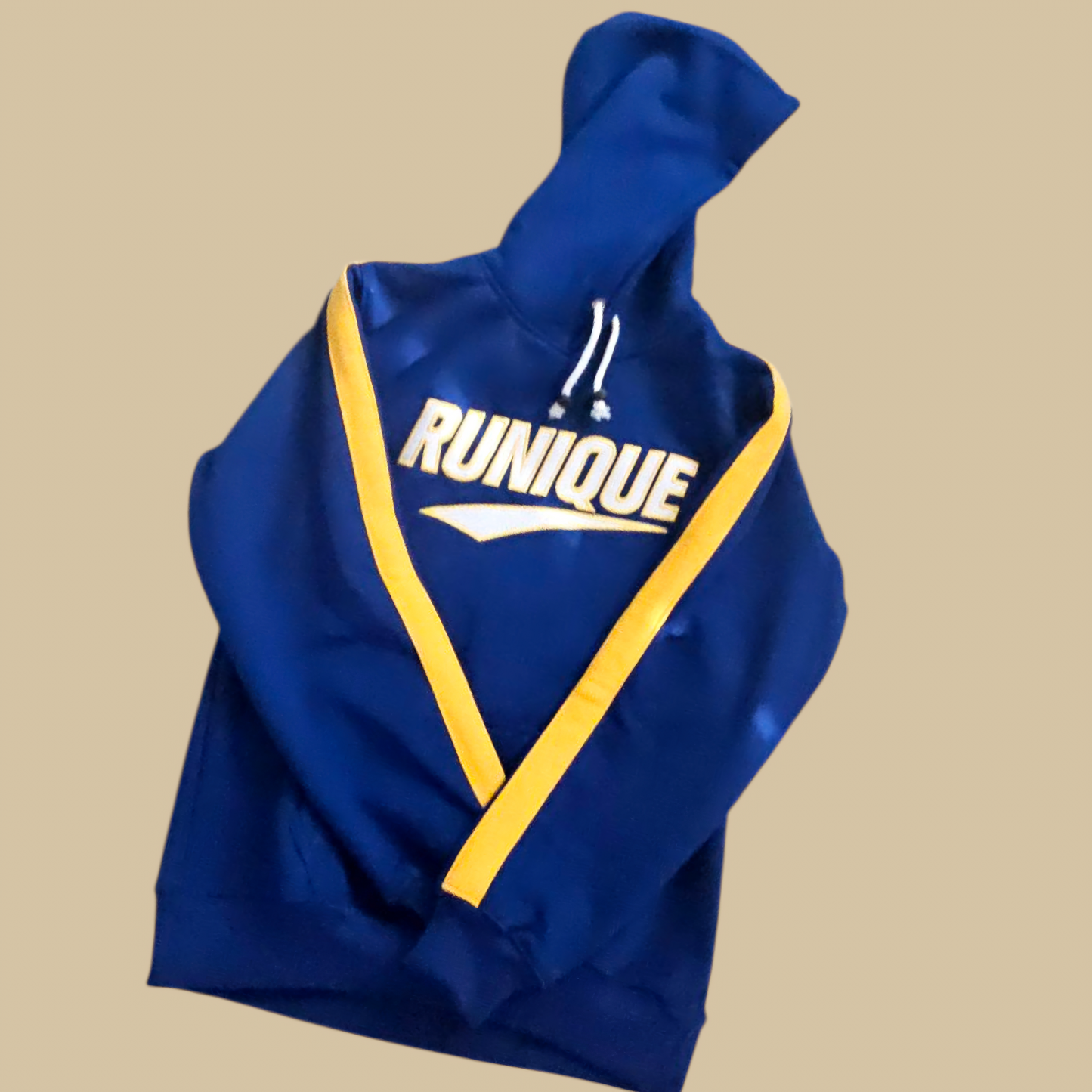 RUNIQUE Signature Hoodie – Royal Blue & Yellow Edition (450 GSM Premium Cotton)
