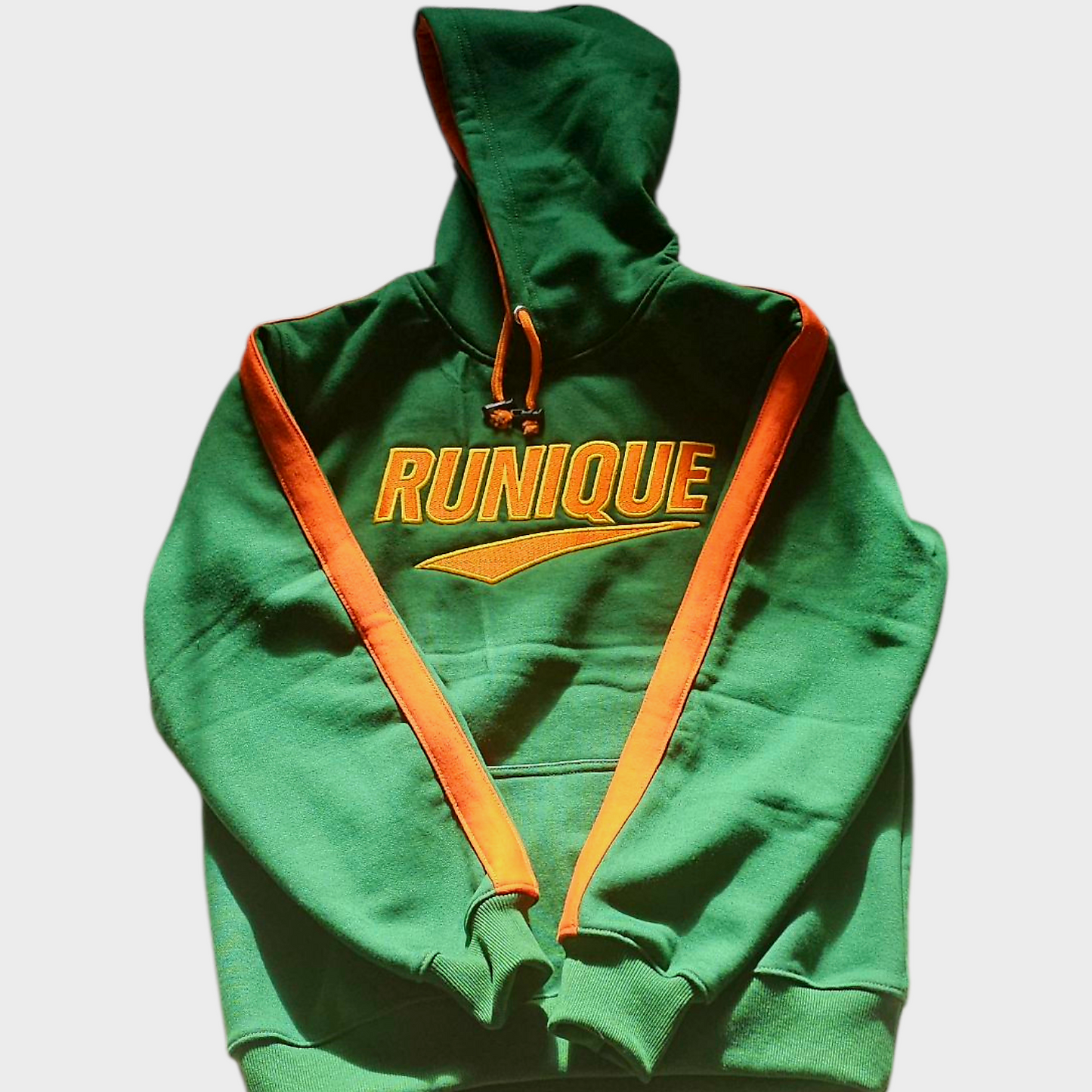 RUNIQUE WinterGreen Signature Hoodie – Orange Edition (450 GSM Premium Cotton)