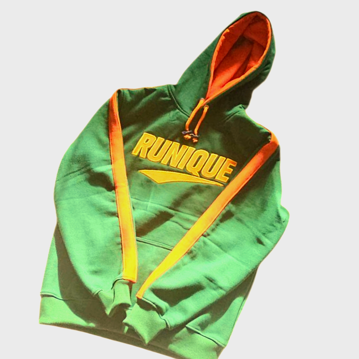 RUNIQUE WinterGreen Signature Hoodie – Orange Edition (450 GSM Premium Cotton)