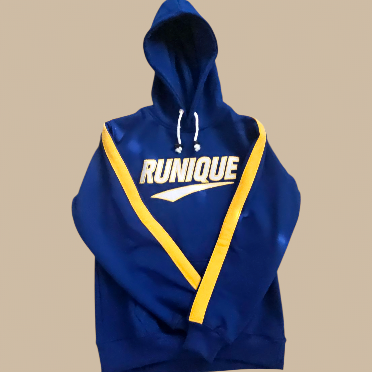 RUNIQUE Signature Hoodie – Royal Blue & Yellow Edition (450 GSM Premium Cotton)
